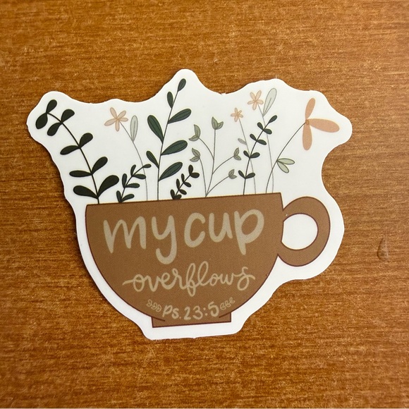 Other - Brown and White Sticker with Floral Design